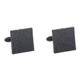 Classic square matte black cufflinks with elegant diamond pattern texture for men - Black