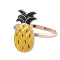 Servilletero de piña dorada con acabado de esmalte amarillo y negro para decoración - Piña (Z1008-4)