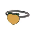 Cute cartoon peach napkin ring with black metal band and yellow enamel fruit charm - Peach (Z1008-1)