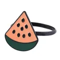 Watermelon fruit napkin ring with pink slice and green rind on a black circular base - Watermelon Slice (Z1008-7)