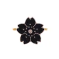 Elegant black enamel sakura flower napkin ring with rose gold metal edges - Black Style (Z1005-1)