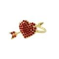 Golden cupid's arrow ring with sparkling red crystal heart on a clean white background - Red Rhinestone Heart Arrow Style