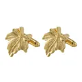 Paar goldene Ahornblatt-Manschettenknöpfe mit feiner Blattstruktur für Business-Hemden - Goldene Ahornblatt Manschettenknöpfe (B1279-2)