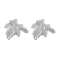 Silver vintage maple leaf cufflinks with detailed leaf veins for dress shirts - Silver Style (B1279-1)