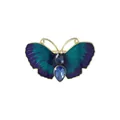 Spilla a farfalla dorata con smalto blu e viola e gemme preziose blu brillanti - Stile Smalto Strass / Sfumatura Blu E Viola (C1982-3)