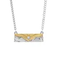 Two-tone Best Friends necklace featuring a mountain and sun pendant with a clear zircon - Two-tone Relief with Zirconia (A2707-8)