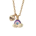 Kinder Goldkette mit glitzerndem Regenbogen-Anhänger und Herz-BFF-Charm für Mädchen - Gold Herz Regenbogen Strass (A2721-2)