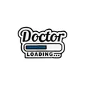Minimalist enamel pin featuring 'Doctor' text and a blue loading bar design - Doctor Loading (C1996-6)