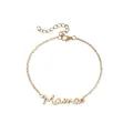 Bracciale Mama minimalista placcato oro con chiusura a moschettone e catena regolabile - Bracciale con Lettera Mama Oro (G1251-3)