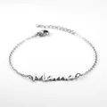 Bracciale minimalista in argento con ciondolo Mama, catena regolabile e moschettone - Bracciale con Lettera Mama Argento (G1251-1)