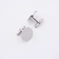 Close-up of polished silver round cufflinks with high-gloss finish and T-bar closure - Round Silver