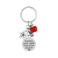 Porte-clés enseignant argenté avec pomme hibou et gravure Teachers plant seeds that grow forever - Style Grandir Toujours (D1319-8)