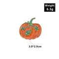 Cartoon Kürbis Emaille-Anstecknadel mit grünem Blatt und Goldrand für Halloween-Stil - Halloween-Kürbis / Halloween Kürbis C2035