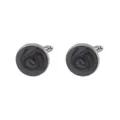 Boutons de manchette ronds argentés pour hommes avec texture marbre gris pour costume chic - Texture Marbre Gris Argenté (B1311-2)