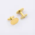 Polished gold oval cufflinks for men featuring classic bullet back closure on white background - Oval Gold
