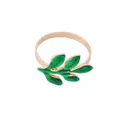 Golden alloy napkin ring featuring green enamel leaf design for elegant table decor - Enamel Leaf Style / Emerald Green (Z1014-4)