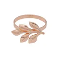 Rose gold leaf napkin ring with hollow vein texture and polished finish on white background - Rose Gold (Z1014-1)