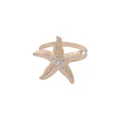 Golden starfish napkin ring with textured finish and sparkling crystal centerpiece - Starfish Shape (Z1022-2) / Gold