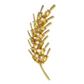 Golden wheat brooch with amber marquise-cut crystals in a luxurious ear of grain design - Amber Crystal Wheat Ear Style (C1971-1)