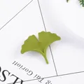 Elegant grass green ginkgo leaf brooch featuring realistic vein textures for women - Matte Green (C2070-1)