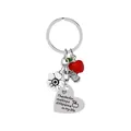 Portachiavi regalo per insegnanti con mela rossa, gufo e ciondolo a cuore di grazie - Stile Citazione Differenza di Vita (D1319-1)
