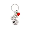 Llavero conmemorativo con dijes de búho y manzana para regalos de profesores - Estilo Redondo con Texto Piece of My Heart Heaven (D1320-7)