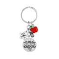 Porte-clés en métal avec pomme rouge, hibou et message de gratitude pour enseignants - Style Appris de Vous (D1319-6)