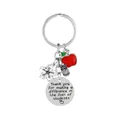 Porte-clés cadeau enseignant avec breloque pomme rouge et message de remerciement - Style Différence Vies Étudiants (D1319-7)