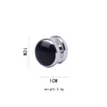 Classic black round enamel cufflinks with silver metal trim, 1cm diameter and 3.4g weight - Black (Single Stud)
