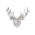 Spilla vintage a testa di renna in argento con corna dettagliate per revers di abiti - Argento