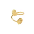 Golden wrap ring featuring detailed sea shell motifs with a shiny metallic finish - Gold (Z1041-2)