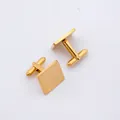 Polished gold square cufflinks for men featuring a minimalist design and T-bar closure - Square Gold