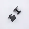 Men's square polished black stainless steel cufflinks with classic T-link closure - Square - Black