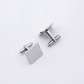 Classic square silver stainless steel cufflinks for men with matte finish and T-link bar - Square Silver