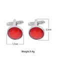 Detalle de los gemelos con piedra roja redonda de 1,7 cm de diámetro en acabado plateado - Rojo (B1313)