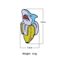 Funny banana shark enamel pin badge, 3.6cm x 1.9cm creative marine animal clothing accessory - Banana Shark Style (C2033)