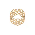 Servilletero moderno dorado con patrón geométrico calado y diseño de anillos apilados - Anillos Apilados Huecos (Z1038-2) / Dorado