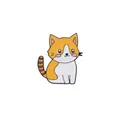 Süße Emaille-Anstecknadel mit orangefarbener Cartoon-Katze und weißen Details auf Weiß - Orange-Weiße Katze Modell (C2042)