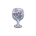 Fantasy wine glass enamel pin featuring purple crystals and a pale pink moon charm - Crystal Wine Glass Shape (C2086-1)