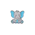 Niedliche Cartoon-Elefant Emaille-Anstecknadel in Grau und Blau auf einem weißen Hintergrund - Elefanten-Modell (C2041)