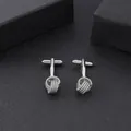 Boutons de manchette nœud tressé en argent poli avec fermoir en T pour chemises homme - Argenté