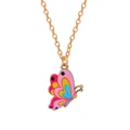 Colorful butterfly pendant necklace in gold finish for girls and women on white background - A2807 (Colorful Enamel Butterfly)