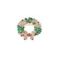 Christmas wreath napkin ring with green leaves, red rhinestones and golden bowknot - Christmas Wreath (Z1046-1)