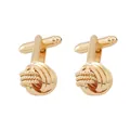 Eleganti gemelli da uomo color oro a forma di nodo con chiusura a scatto a T - Stile Grande Nodo Intrecciato (P1096-1)