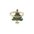 Golden Christmas tree napkin ring with green enamel and sparkling rhinestones - Enamel Christmas Tree (Z1046-3)