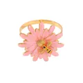 Gouden servetring van legering met roze emaille madeliefje en bijenmotief decoratie - Roze (Z1073-2)