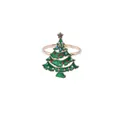 Golden Christmas tree napkin ring with green enamel and colorful rhinestones - Colorful Rhinestone Tree (Z1046-5)