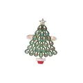 Golden Christmas tree napkin ring with green enamel and colorful rhinestones - Hollow Christmas Tree (Z1046-9)
