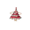 Christmas tree napkin ring with gold finish and colorful rhinestones for table decor - Red Enamel Tree (Z1046-10)