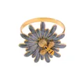 Gouden servetring met grijze marmeren madeliefjesbloem en bijenaccent decoratie - Grijs (Z1073-1)